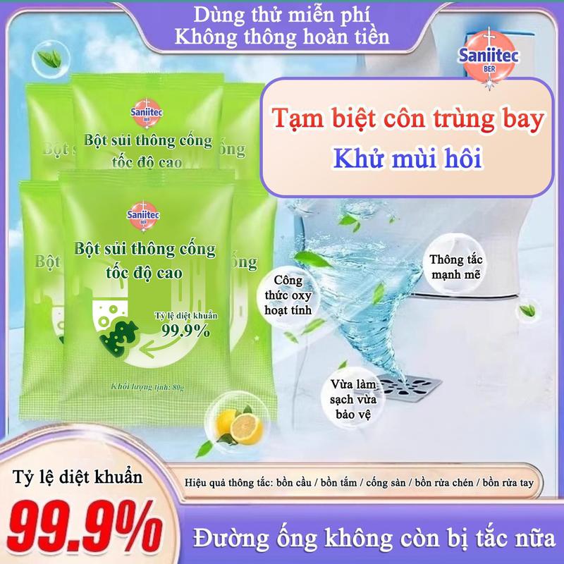 【MUA 1 TẶNG 5 Bột Thông Tắc Cống Oxy Hoạt Tính - Diệt Khuẩn 99.9% & Khử Mùi Tức Thì | Không Cần Tháo Lắp - Đổ Trực Tiếp | Xua Côn Trùng & Làm Sạch Toilet/Bồn Rửa/Cống Sàn