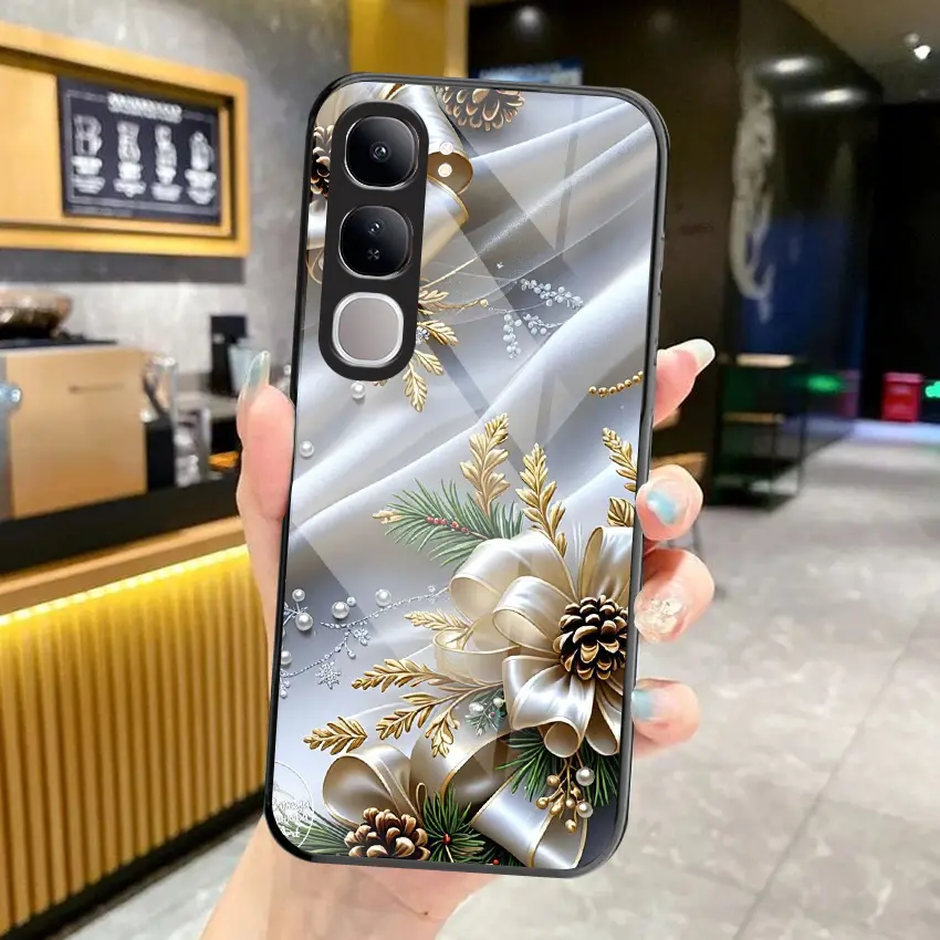 Softcase glass for Vivo V40 Lite Terbaru Casing hp kaca kilau case new mewah wihte [1000]