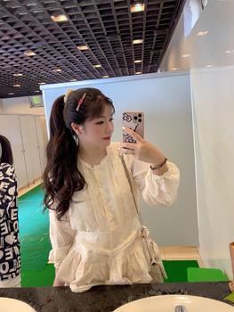 Product Review of MÈO MỠ BIGSIZE — Đầm hoa nổi kem nút bọc tay dài kèm chân váy dáng ngắn phồng bigsize nữ 60-95kg from N**c D**g 0