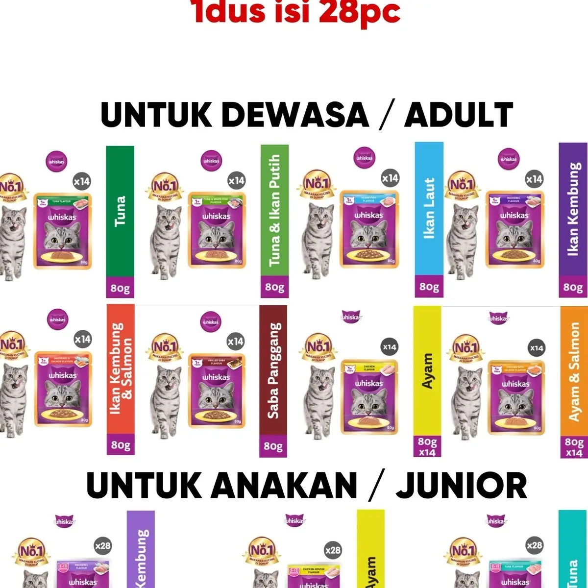 WHISKAS POUCH 80g WET FOOD/PAKAN BASAH
