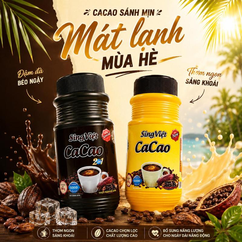 Hộp Cacao Sing Việt Đậm Đà THơm Ngon Sánh Mịn Giầu Dinh Dưỡng Tốt Cho Sức Khoẻ…