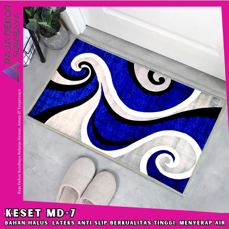 RajaDekor - Keset Polyester Ukuran 40 x 60 cm Keset Kaki Anti Slip Berbagai Motif Bisa COD Lantai Dekorasi 7