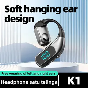 Single-telinga OWS terbuka headphone panggilan jelas Bluetooth wireless earphone nirkabel gantung Earbuds tahan lama 180 ° rotable olahraga headset K1