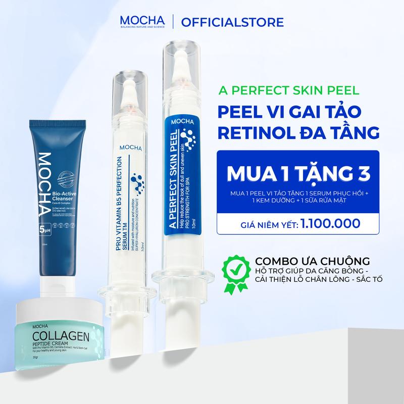 Kem Peel Da Mocha Vi Tảo Retinol Mix Hỗ Trợ Chăm Sóc Da Tại Nhà Tặng Kèm Tinh Chất B5 Kem Dưỡng và Sữa Rửa Mặt Skincare Chăm Sóc Da