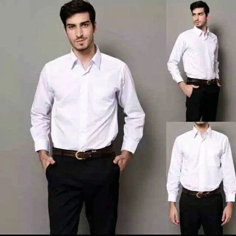 PAKET Kemeja putih pria lengan panjang +dasi 1