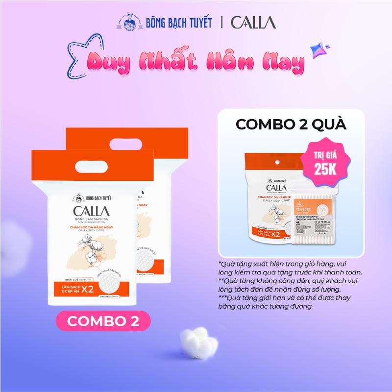 Combo 2 Bông tẩy trang làm sạch da Bông Bạch Tuyết Calla tròn 3D 200 miếng gói Skincare Chăm Sóc Dachamsocdamat makeup bongtaytrang nướctaytrang