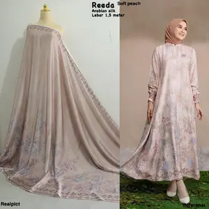 Kain Meteran Sutra Arabian Silk Terbaru Motif REEDA - Lebar 1,5 Meter -  Bahan Baju Wanita