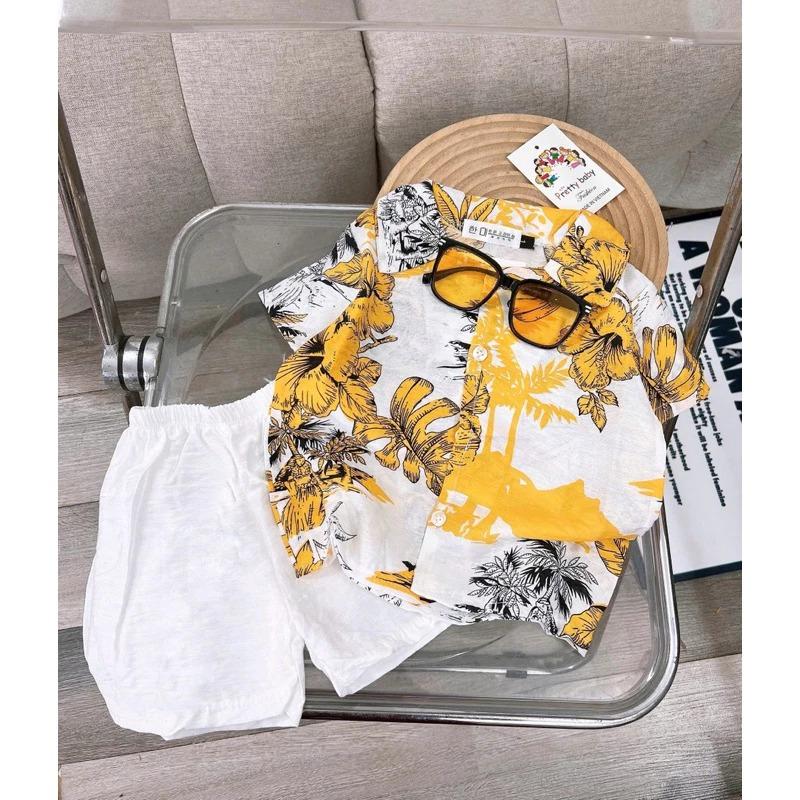 Bộ cộc tay đũi mềm cho bé trai đi biển 7-25kg 6