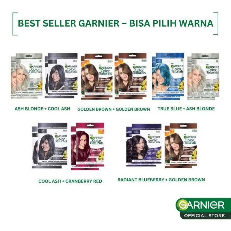 Garnier Color Naturals - VIRAL TIKTOK Cat Rambut isi 4 sachet (BISA MIX LEBIH HEMAT) - Semir rambut - Pewarna rambut - lebih murah 7