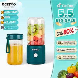 【LIVE】ecentio Juicer Portable Blender Portable kaca 2 cup 10 Stainless steel mata pisau mini Juicer 380ml+380ml High-speed portable kitchen juicer