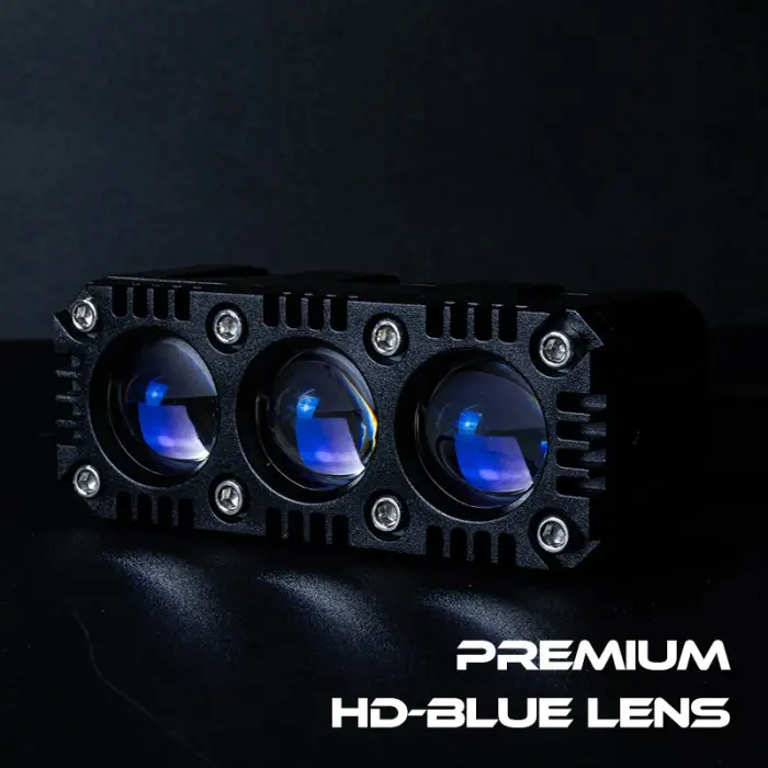 ISUN LED BAR LGS 3 PRO-SERIES Lampu Tembak SQL 3 Mata HD-Blue Lens dengan Kipas dan Demon Eyes DC9-60V/40W 1