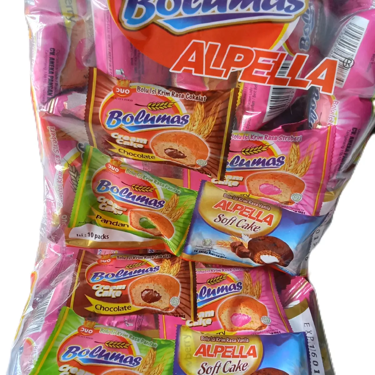 5 pak cuma 30 ribu,Bolumas Alpella Roti Mini Lembut Isi Padat Snack Cemilan Enak - Fat, Etawa, Selai, Food, Manis Vanilla Cokelat Chocolate Makanan