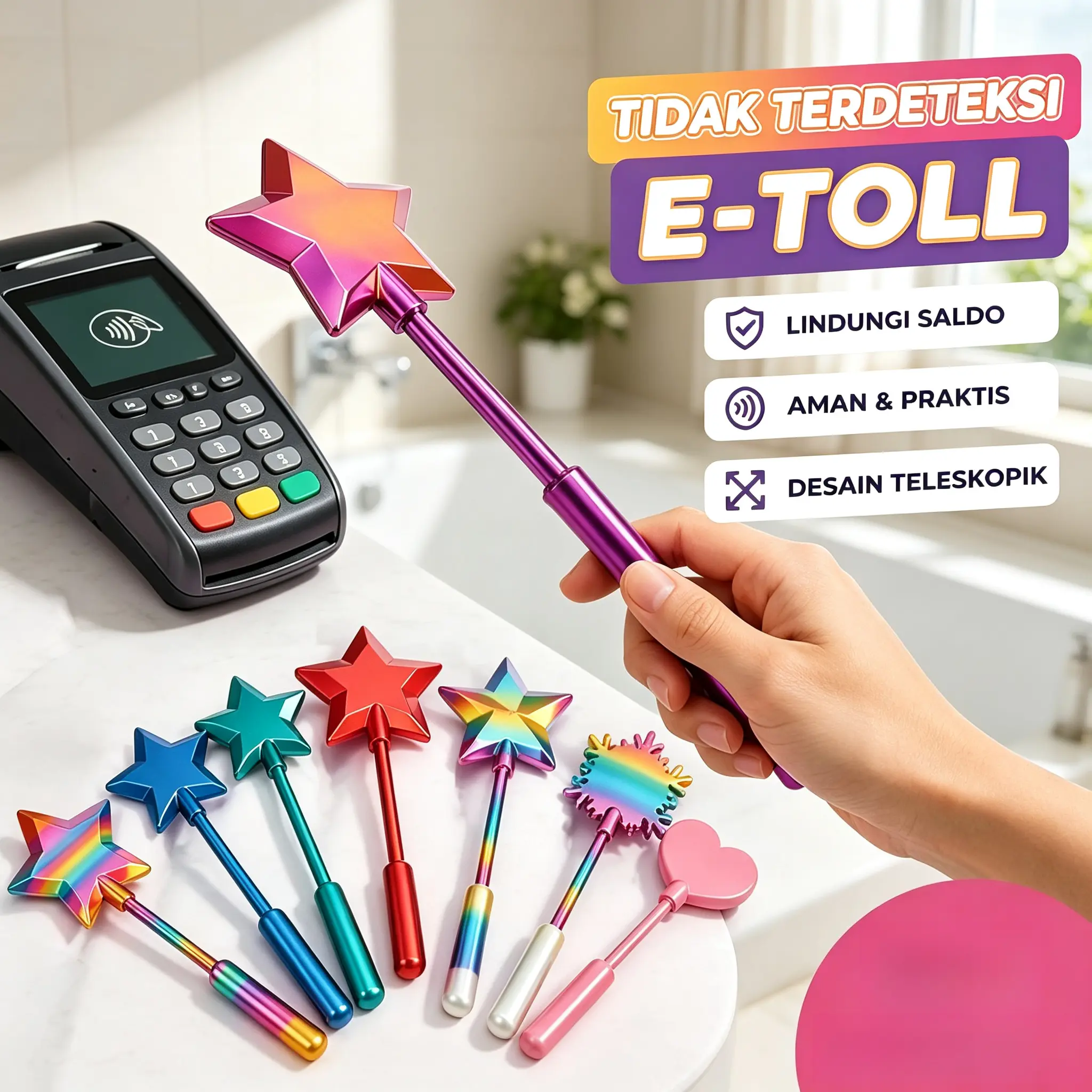 Tongkat Etoll Pay Wand Hidden Card Wand Model Lucu Tongkat Tap To Pay Anti Sentuh Anti Lost Aksesoris Mobil Praktis Support Tap Pembayaran Tol Minimarket Mall Desain Unik Viral