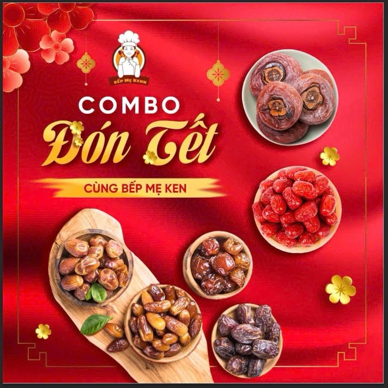    Combo Đón Tết   Cùng Bếp Mẹ Ken - Combo Gồm 500G Hồng Sấy Dẻo  500G Táo Đỏ Tân Cương Size 11-13quả 1Lạng  500G Chà Là Dubai Sấy Khô 