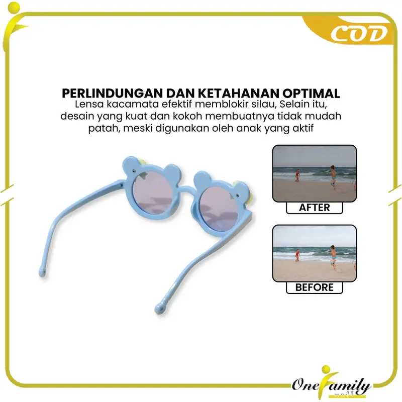 [COD] OFM C1129 Kacamata Hitam Anak Imut Anti Radiasi Sunglasses Kids 2
