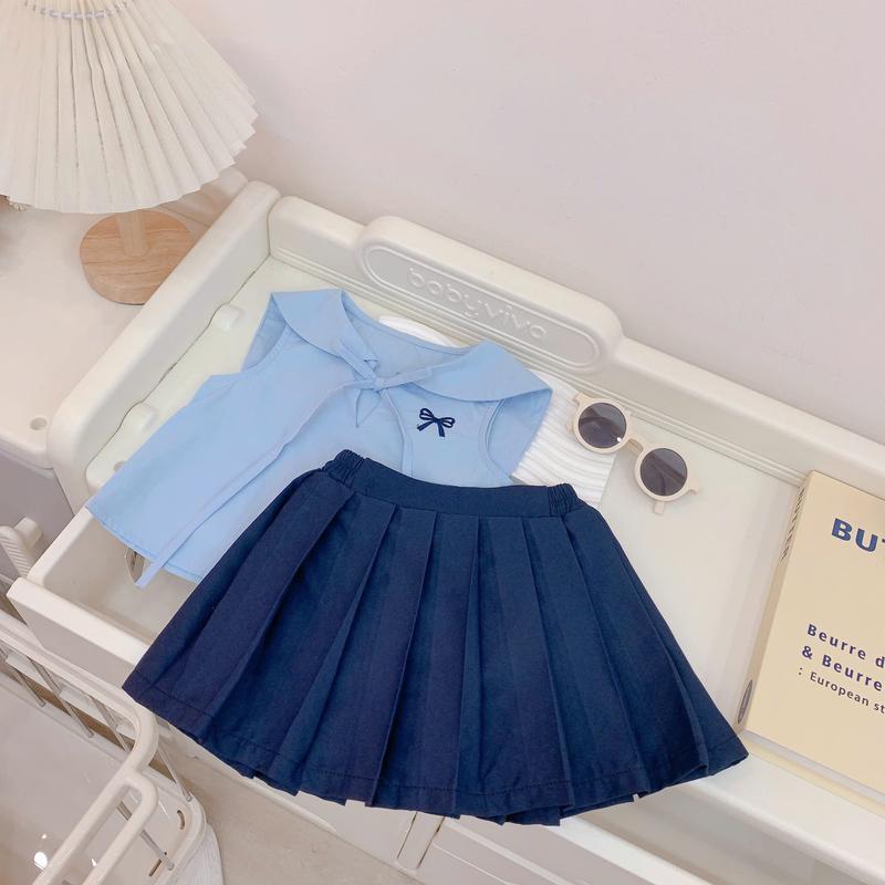 [Tiểu Yến KID] S1931-Quần áo hè bé gái đi học đi chơi, áo sơ mi và chân váy xếp ly 3