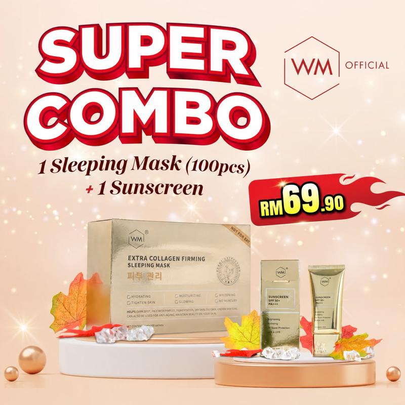 Set WM dengan 100 sachet sleeping mask dan sunscreen 50 ml