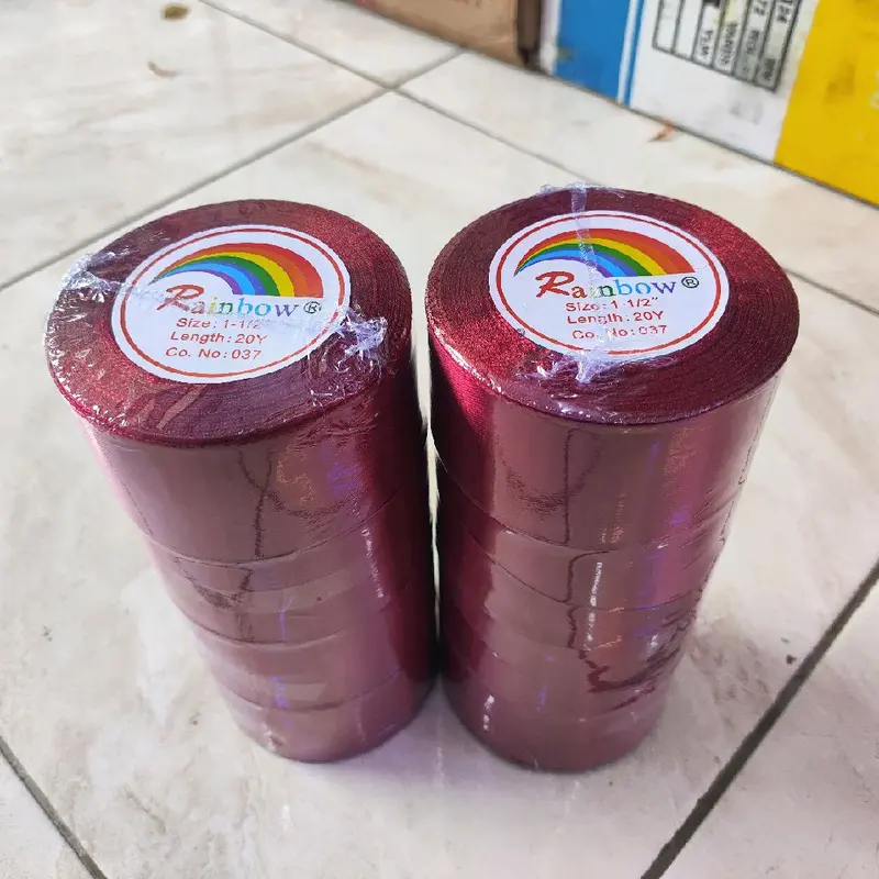 1 Roll Pita Satin Maroon 4 cm / 1,5 inch