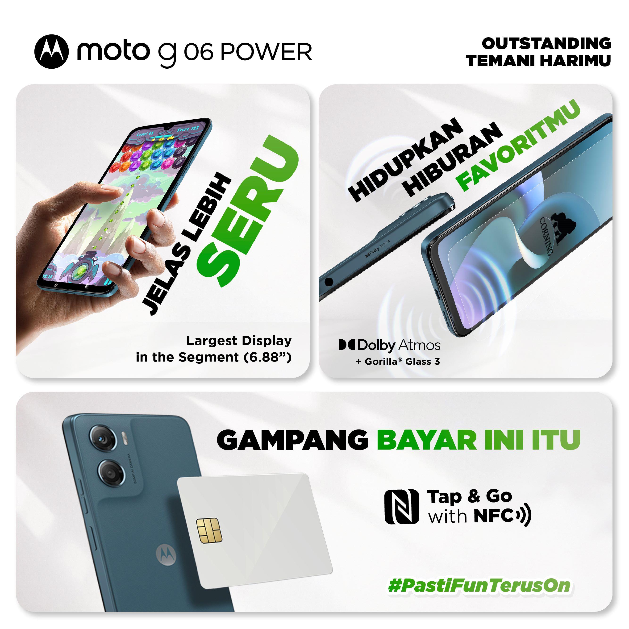 [Exclusive Bang Roy] Moto G06 Power 128GB RAMBoost 12GB - 6.88" - 7000mAh - 50MP Pro Mode - DolbyStereo - GorillaGlass3 IP64 - WaterTouch - NFC - Pantone Vegan Leather - Free Charger & Transparent Case