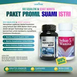 PAKET PROMIL SEHAT Bio Squalene dan Sehat Wanita Untuk membantu memelihara dan meningkatkan Kesuburan pri dan wanita - Terdaftar di BPOM dan HALAL