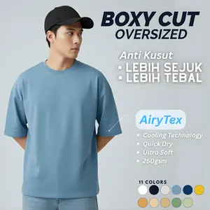 [AiryTex] Kaos Polos Boxy Fit Cut Oversize T-Shirt Pria Wanita | Airism Quick Dry Adem,Anti Kusut