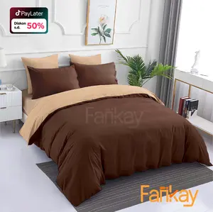 Bed Cover Set Sprei Brown Mix Khaki - Ukuran Lengkap 180x200 160x200 120x200 200x200 - Fankay Bedcover Sprei