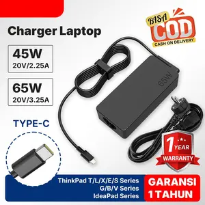 Charger Lnov ThinkPad Type-C 45W 65W 90W | Adaptor Laptop USB-C Compatible T480s T490 T580 Garansi 1 Tahun