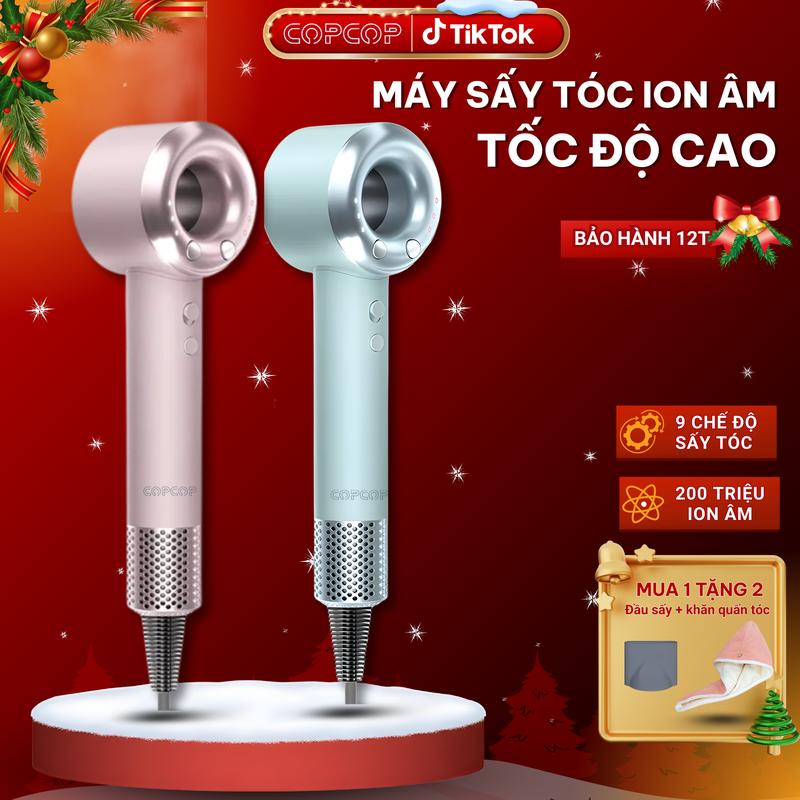  Máy Sấy Tóc Ion Âm Cao Cấp COPCOP Với 9 Chế Độ Sấy Và 200 Triệu Ion Âm Bảo Vệ Tóc 2 Chiều Nóng Lạnh Công Suất 1400W Bảo Hành 12 Tháng 