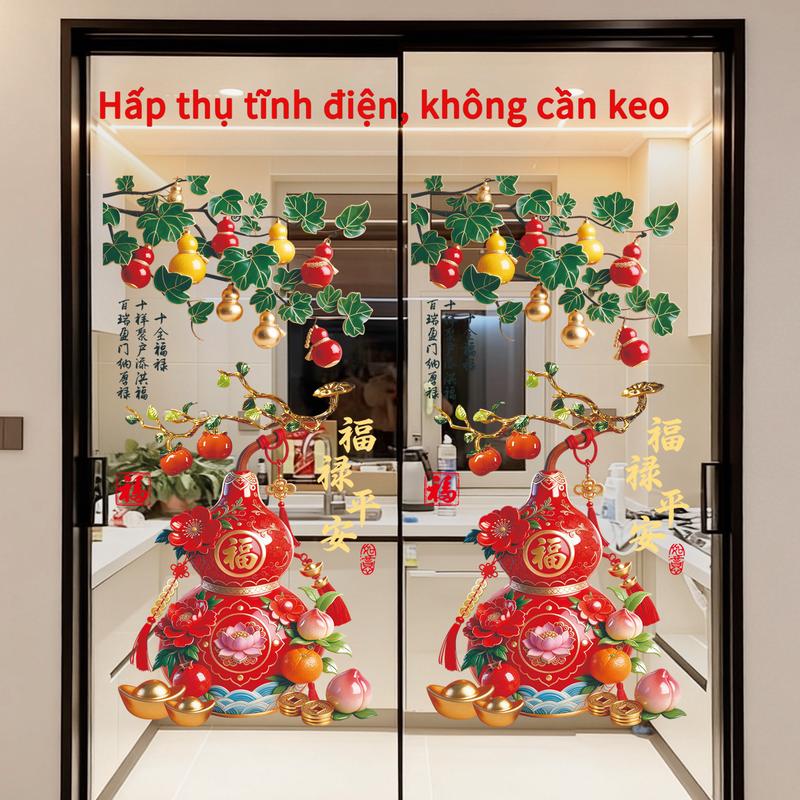 Decal cửa kính Phúc Lộc phiên bản mới 2026, giấy dán tĩnh điện trang trí cửa sổ…