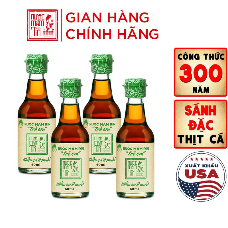 [Lốc 4 chai] Nước mắm tĩn trẻ em cho bé ăn dặm độ đạm 42N 60ML nhiều cá ít muối