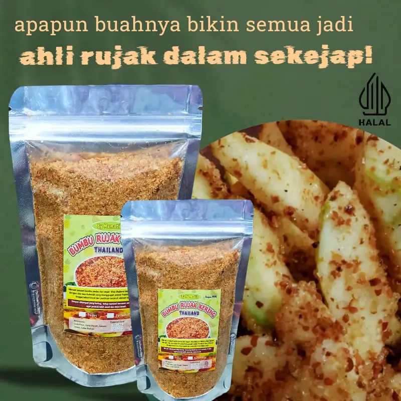 Bumbu Rujak Bangkok Kering Pedas & Extra Pedas 2pcs / Sambal Tabur Buah Jambu Mangga Muda Instan Spices Bubuk Bebas Msg Bahan Sayur Asam Jamur Kuning Cabai Powder 1