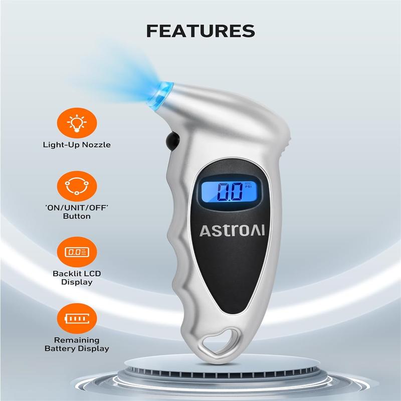 High Precision Tire Pressure Gauge Tire Pressure Gauge Digital Tire Pressure Gauge Barometer Multifunctional Digital Car Bicycle Truck Bicycle Tire Measurement Up to 1000kPa Measurement 1