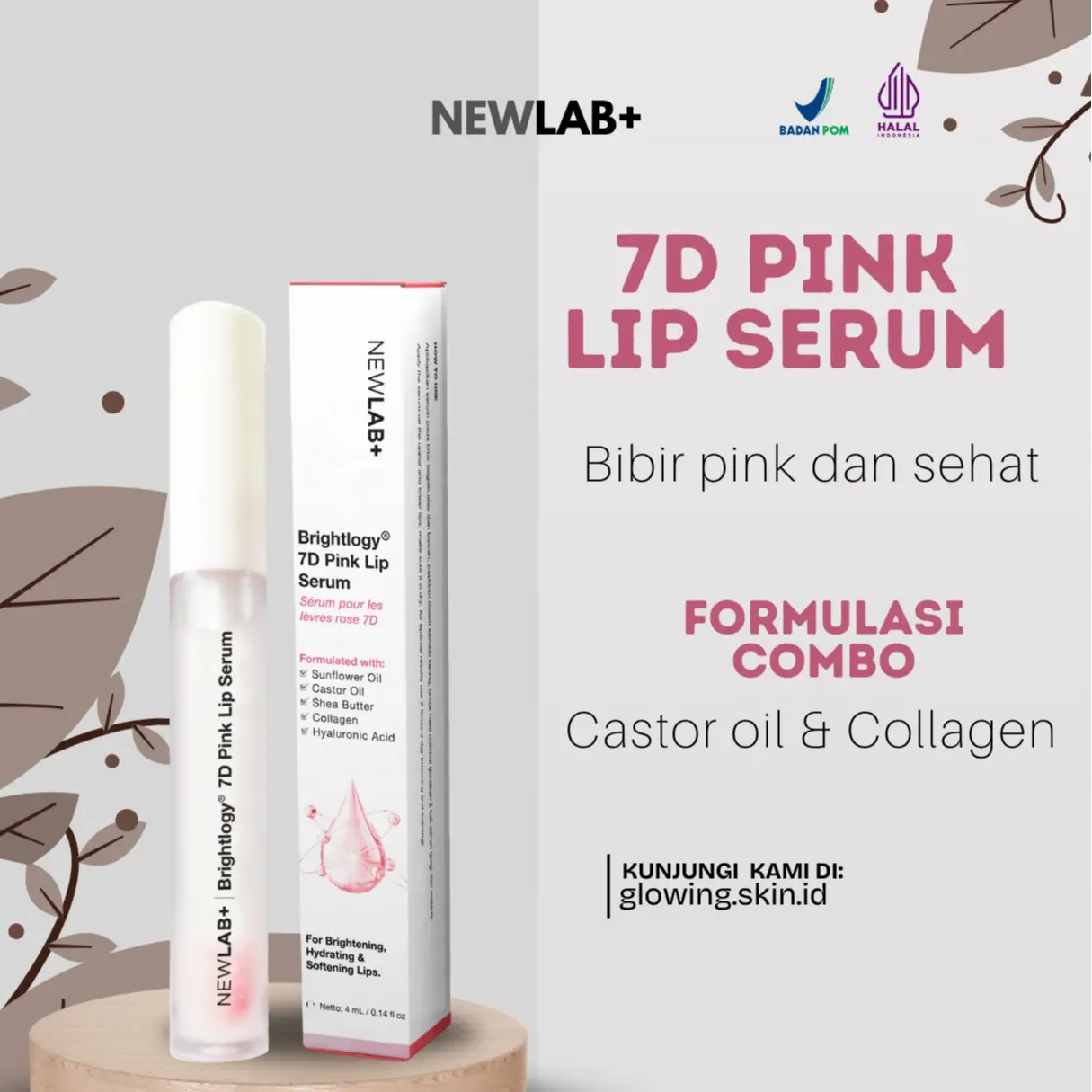 NEWLAB 7D Pink Lip Serum | Serum Bibir Untuk Bibir Hitam | Lip Balm Pemerah Bibir