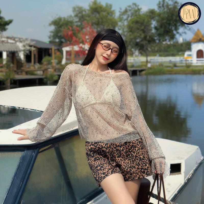 Áo Lưới Trễ Vai Tay Dài DaaLaa Store Kiểu Xuyên Thấu Phối Bikini A51332