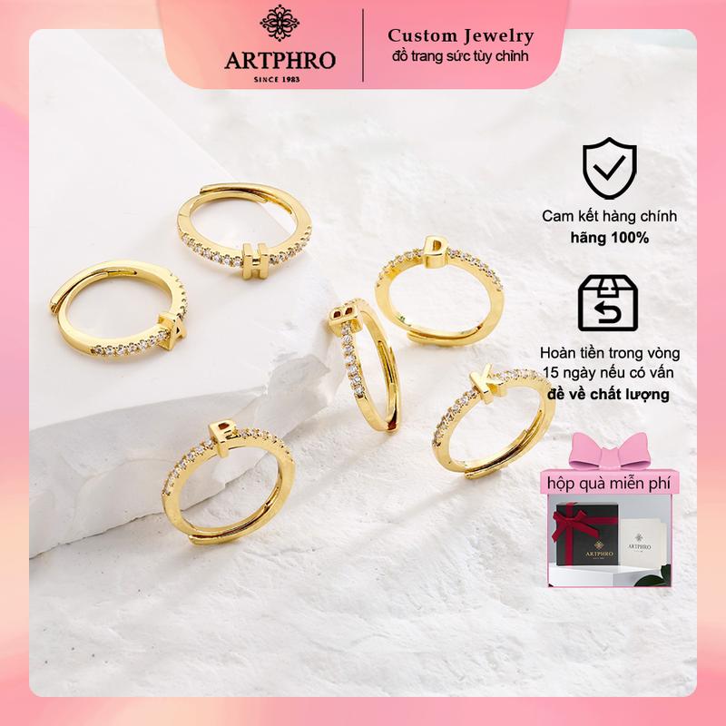 ARTPHRO Nhẫn Hở, Thiết Kế 26 Chữ Cái, Dành Cho Phụ Nữ Và Nam Giới, Thích Hợp Làm Hứa Hẹn Hoặc Đính Hôn