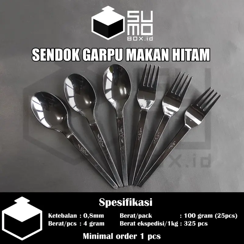 [1 PAK ISI 25 PCS] Sendok Plastik Garpu Plastik makan catering kuat murah panjang Warna Bening , Putih, Hitam 3