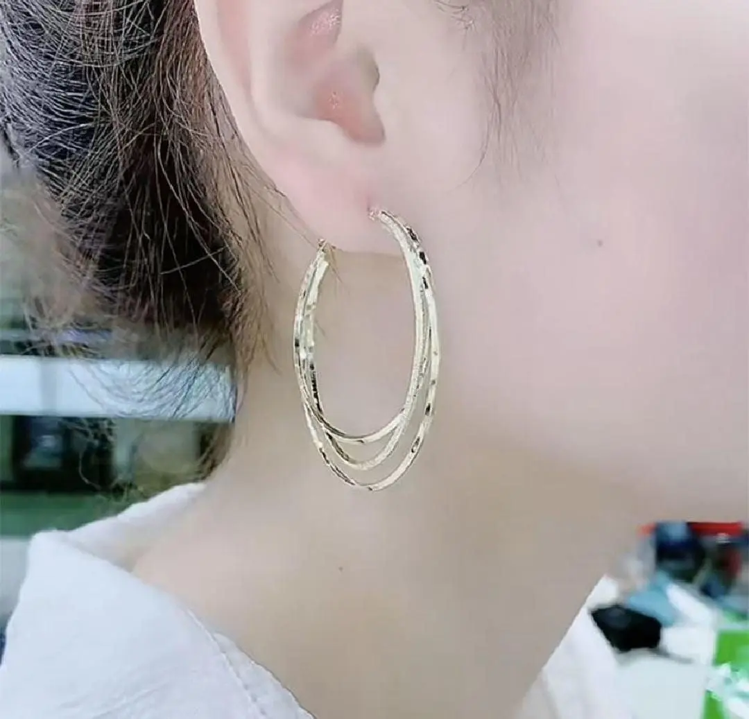DHIO - Anting Titanium Korea Bulat Besar 3 Layer Aksesoris Telinga Wanita Anti Karat