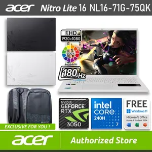 ACER Nitro Lite 16 NL16-71G-75QK RTX3050 6GB Intel Core 7 240H 16/512GB SSD Windows 11 OHS M365B 16" inch WUXGA 180Hz 100sRGB Pearl White & Shale Black