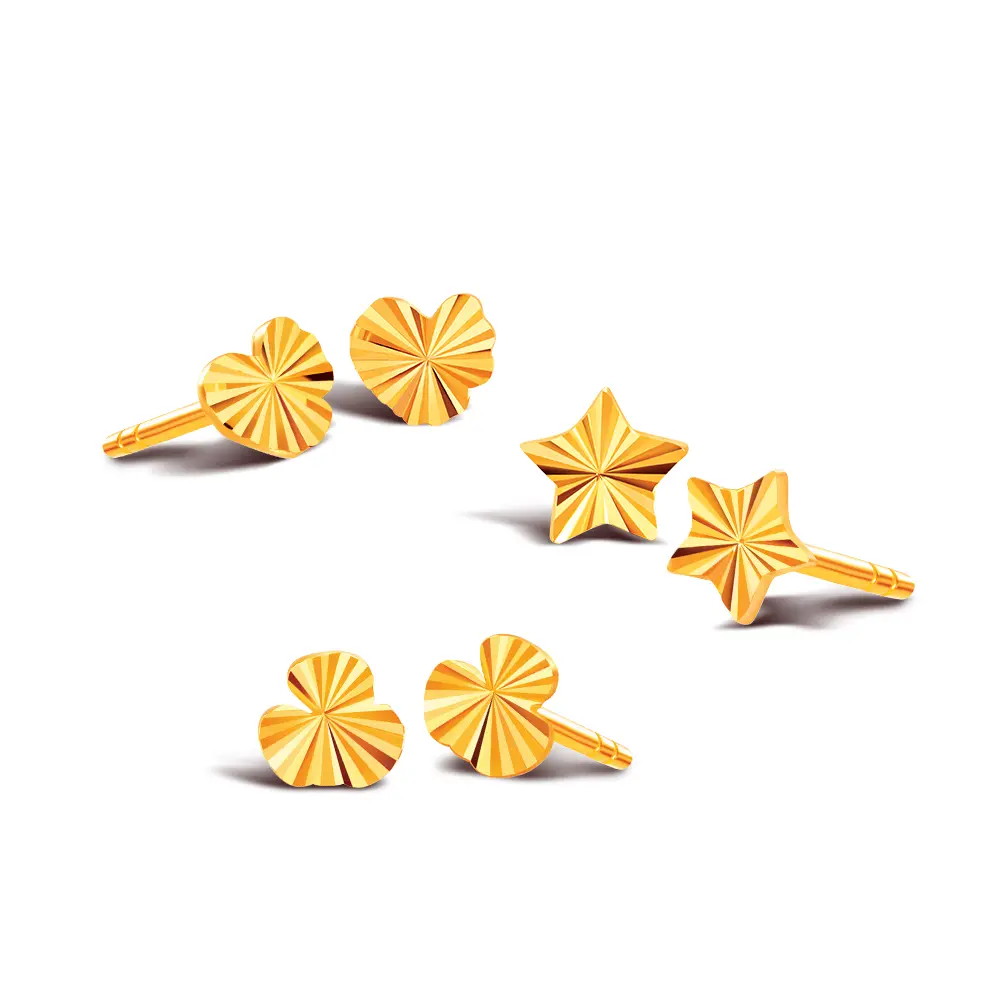 SK Jewellery SK 916 Frilled Gold Earrings Trio Bundle
