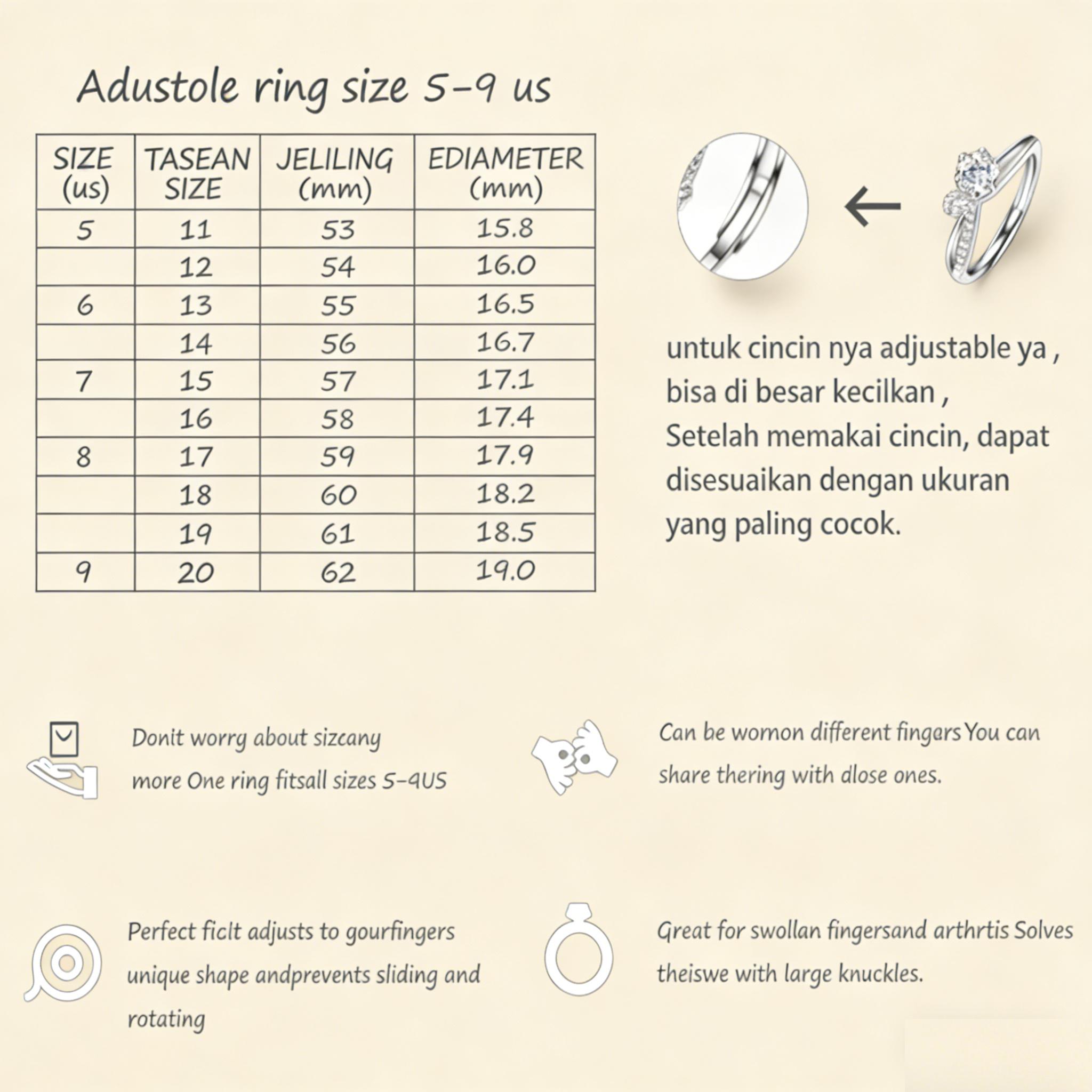 Cincin Pasangan Sepasang Pernikahan Abadi Loop Cubic Zirconia Premium Hadiah Lamaran | Anniversary tunangan stainless ring wanita couple Ukuran yang dapat disesuaikan