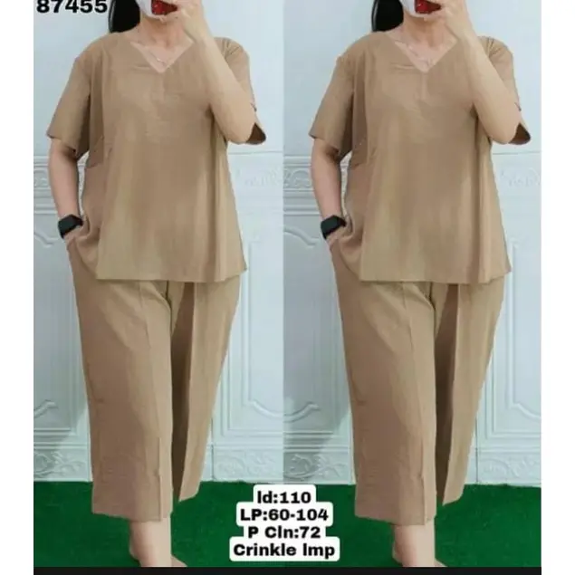 Setelan Andin Crinkle Terbaru Jumbo Wanita Airflow - Baju Celana Airflow 3