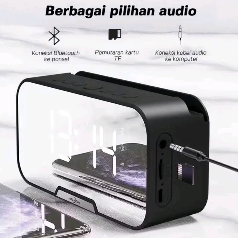 Speaker Mirror Alarm Led Display Musik Box Portable Bluetooth Wireless Bass Mini Stereo Blututh Spiker Music Mp3 Mp4 Player Elektronik 3