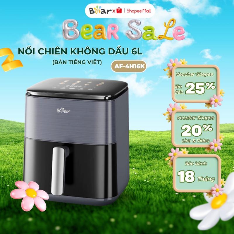 Nồi chiên không dầu 6L cảm ứng rã đông, bếp chiên không khí đa năng bảo hành dài hạn