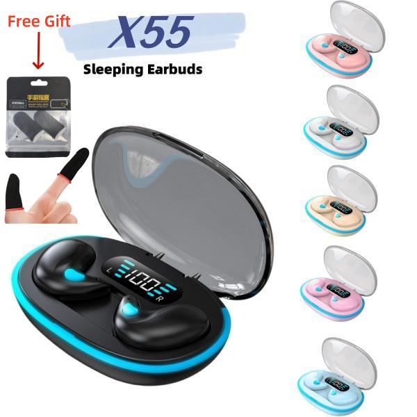 Tai Nghe Nhét Tai Nghe Khi Ngủ X55 Âm Thanh Nổi HIFI Có Mic Tích Hợp Chống Thấm Nước Khử Tiếng Ồn Tương Thích Với Android Và Loss Tai Nghe Điều Khiển Cảm Ứng Mua 1 Tặng Kèm Tay Áo Ngón Tay