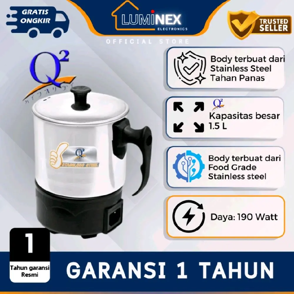 Teko Kettle Elektrik Pemanas Air Q2 8013 1.5 L
