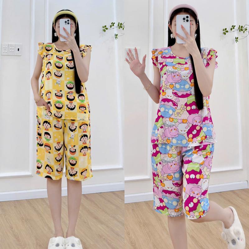 Đồ bộ tole lanh lửng cánh tiên LCT99 45-75kg chất liệu tole lanh đường may tỉ mỉ thấm mồ hôi Áo tole lanh mềm mịn mát nữ mặc nhà sản phẩm Việt Nam