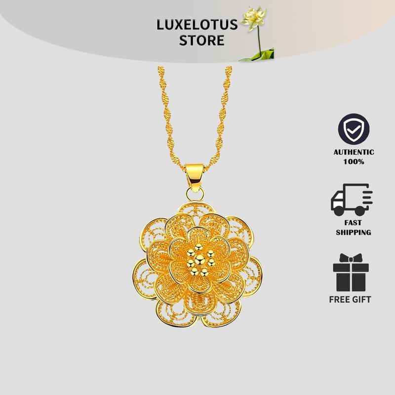 【LuxeLotus store  Vòng Cổ Hoa, Mạ Vàng Việt Nam, Dành Cho Nữ, Mặt Dây Chuyền Vòng Cổ Hoa Hào Phóng,