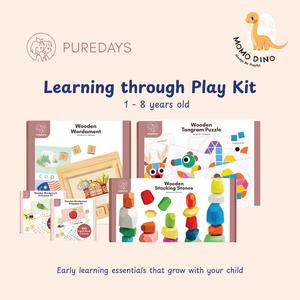 PureDays Learning Through Play Kit | Stacking Stones + Tangram + Wordament with Extension Kits