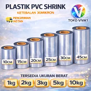 TOKO VIVA1 Plastik Segel PVC Shrink Roll Transparan Ketebalan 30 Mikron untuk Kemasan Botol Box Skincare Makanan Lebar10CM-45CM Berat 250-1000 gram - 1KG-10KG  Plastic