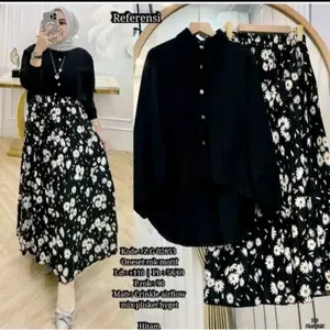 SET ROK PLISKET BUNGA MATAHARI CRINGKLE AIRFLOW MIX HYGET PREMIUM